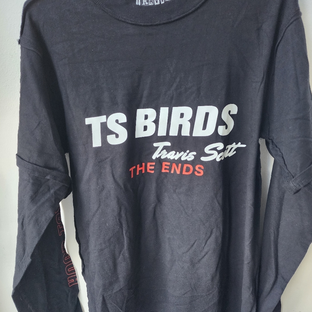 Travis Scott Black Long Sleeve Tee with Red Accents